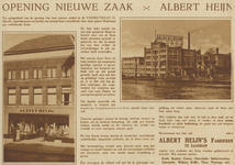 717210 Fotoadvertentie bij de opening van het filiaal Voorstraat 12 te Utrecht van Albert Heijn's Fabrieken te Zaandam. ...